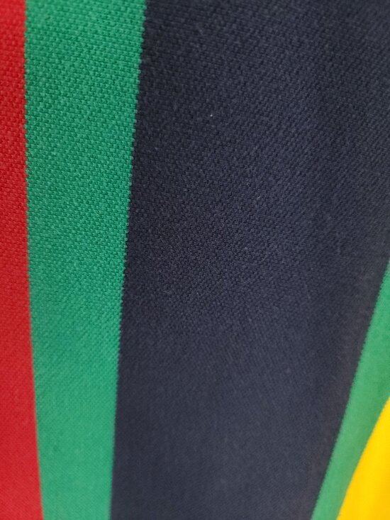 Vtg Tommy Hilfiger Polo Shirt Men's Large Navy Blue Green Yellow Red Distressed - Picture 7 of 13